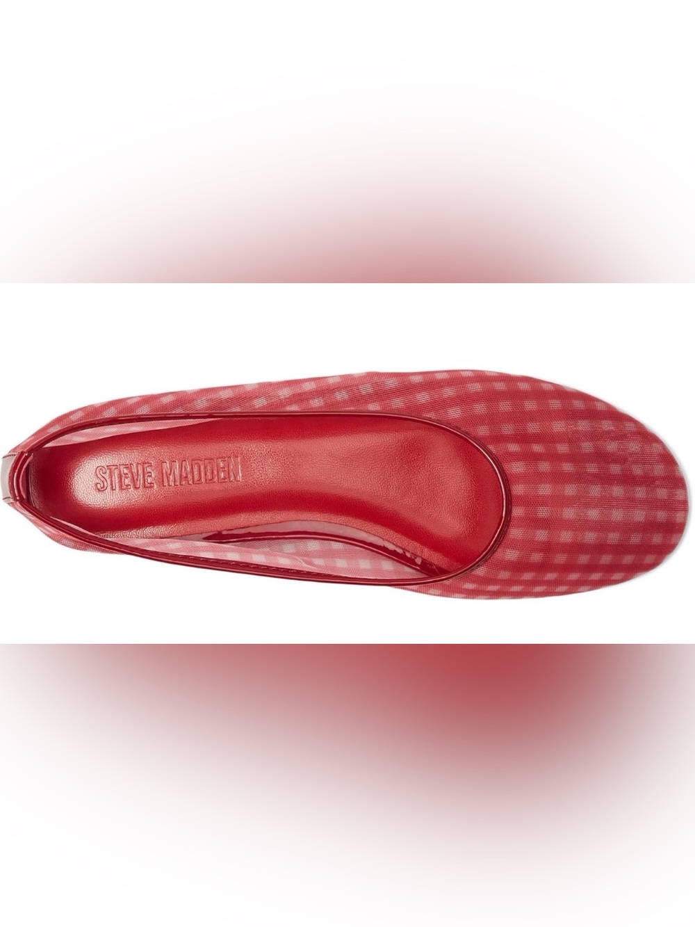 New Steve Madden Women's Meadow Ballet Flats in Red Gingham Mesh Size 6.5 - Picture 10 of 10